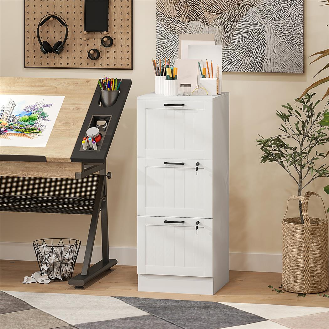 Archivador CAMY, 3 cajones, 40x40x101 cm, en Madera, color Blanco