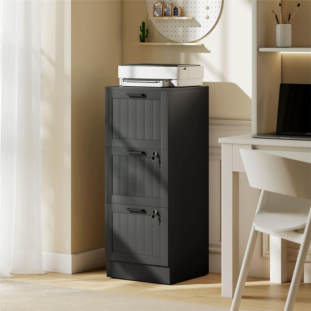 Archivador CAMY, 3 cajones, 40x40x101 cm, en Madera, color Negro