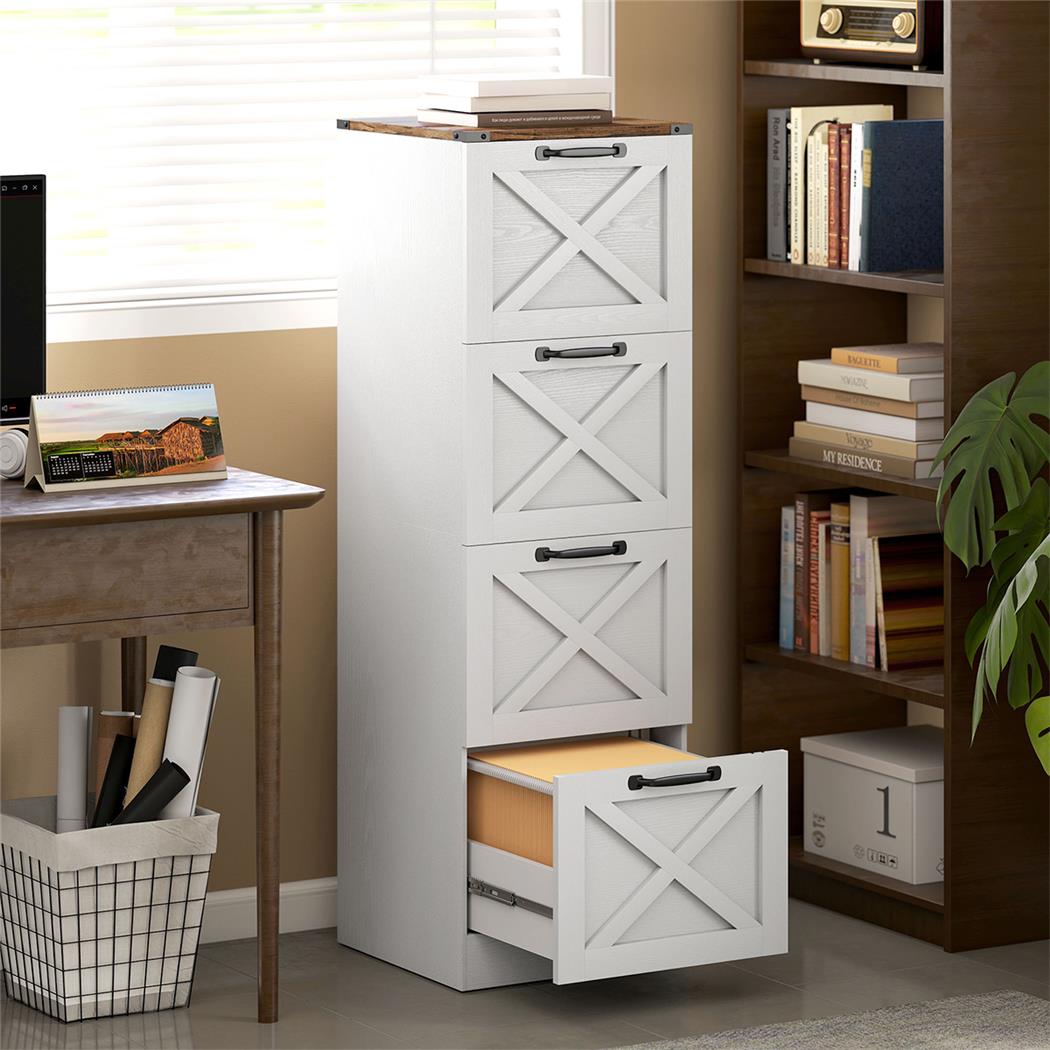 Archivador MARA, 4 CAJONES, 40x40x131 cm, en Madera, color Blanco
