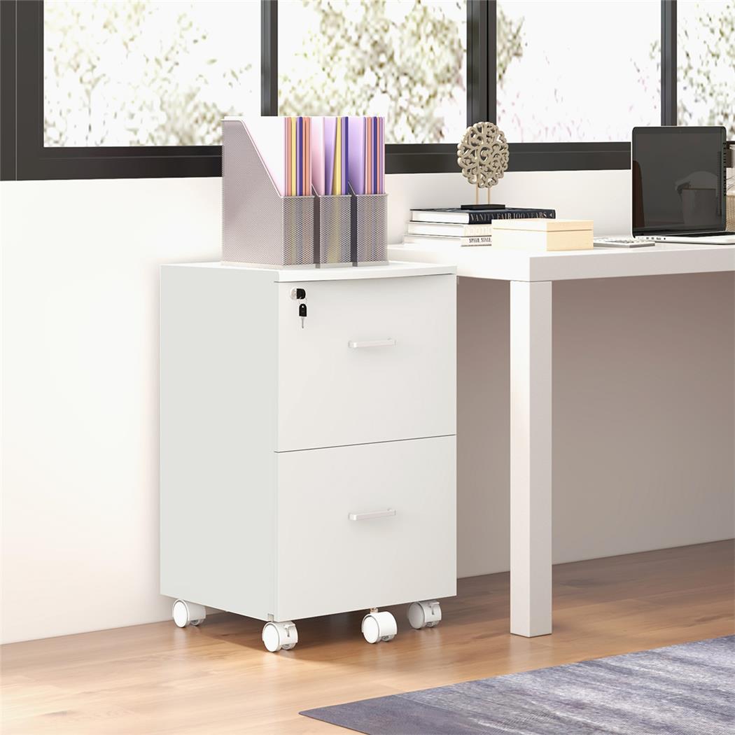 Archivador TANIA, 2 Cajones, 43x45x72 cm, con Ruedas, color Blanco