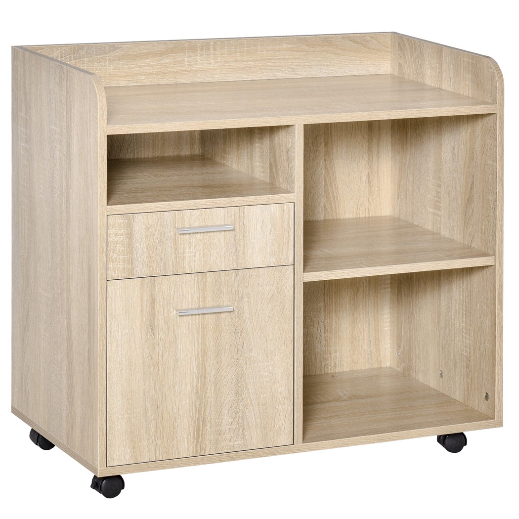Armario Multiusos TRENDI, 100x40x65,5 cm, con ruedas, en Madera, color Marrón