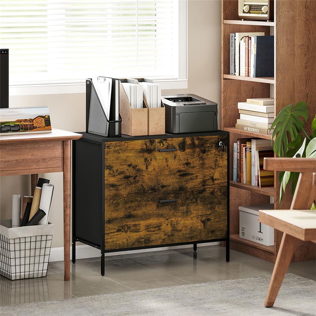 Armario auxiliar SINFO, 80x39x73,5 cm, 2 Cajones, en Madera color Marrón