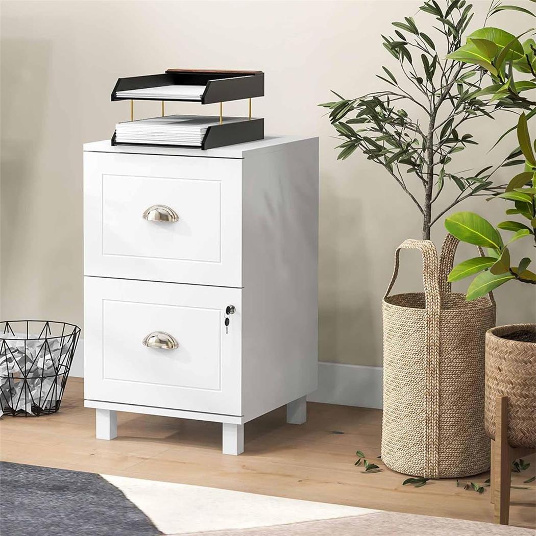 Archivador AMAR, 2 Cajones, 40x41,5x67,5 cm en Madera, color Blanco