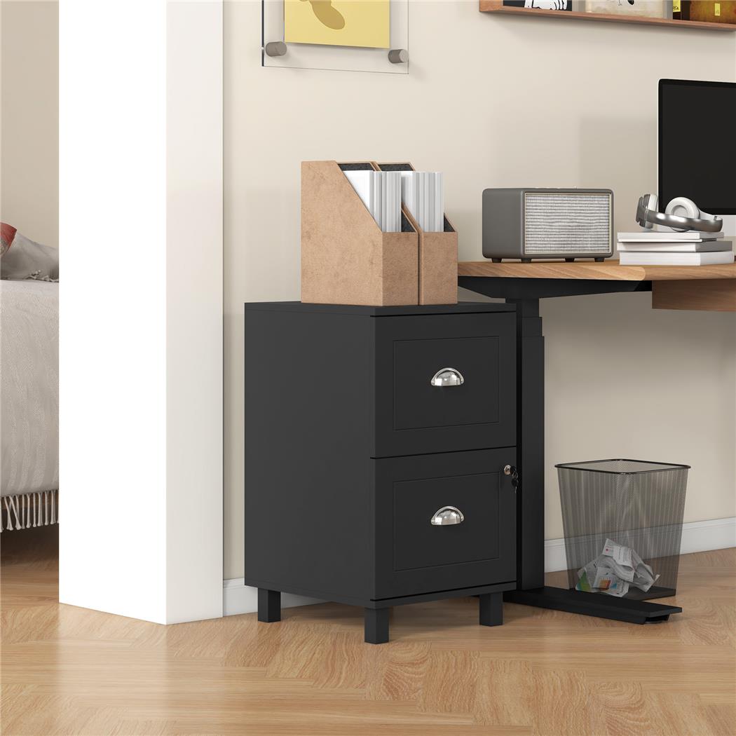 Archivador AMAR, 2 Cajones, 40x41,5x67,5 cm, en Madera, color Negro