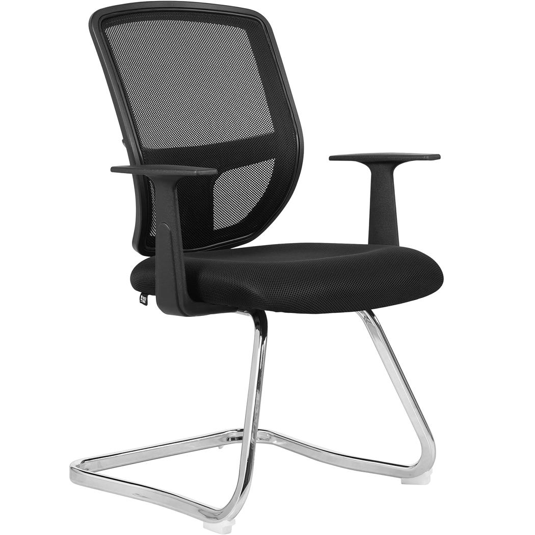 Silla de Confidente DINAMIC V, Estructura Metálica Cromada, Cómoda y Robusta, En Negro