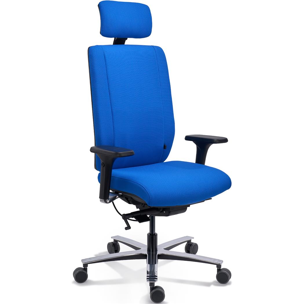 Silla Ergonómica KRONOS, Uso 24H, Certificada, Respaldo Ajustable, Material Viscoelástico, Tela Azul