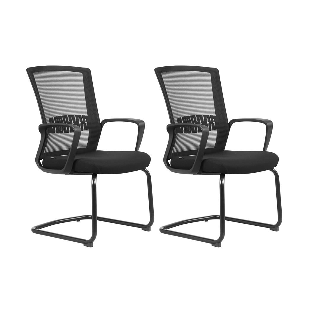 Lote de 2 Sillas Confidente IBIZA V, Base Metálica Negra, Soporte Lumbar, En Negro