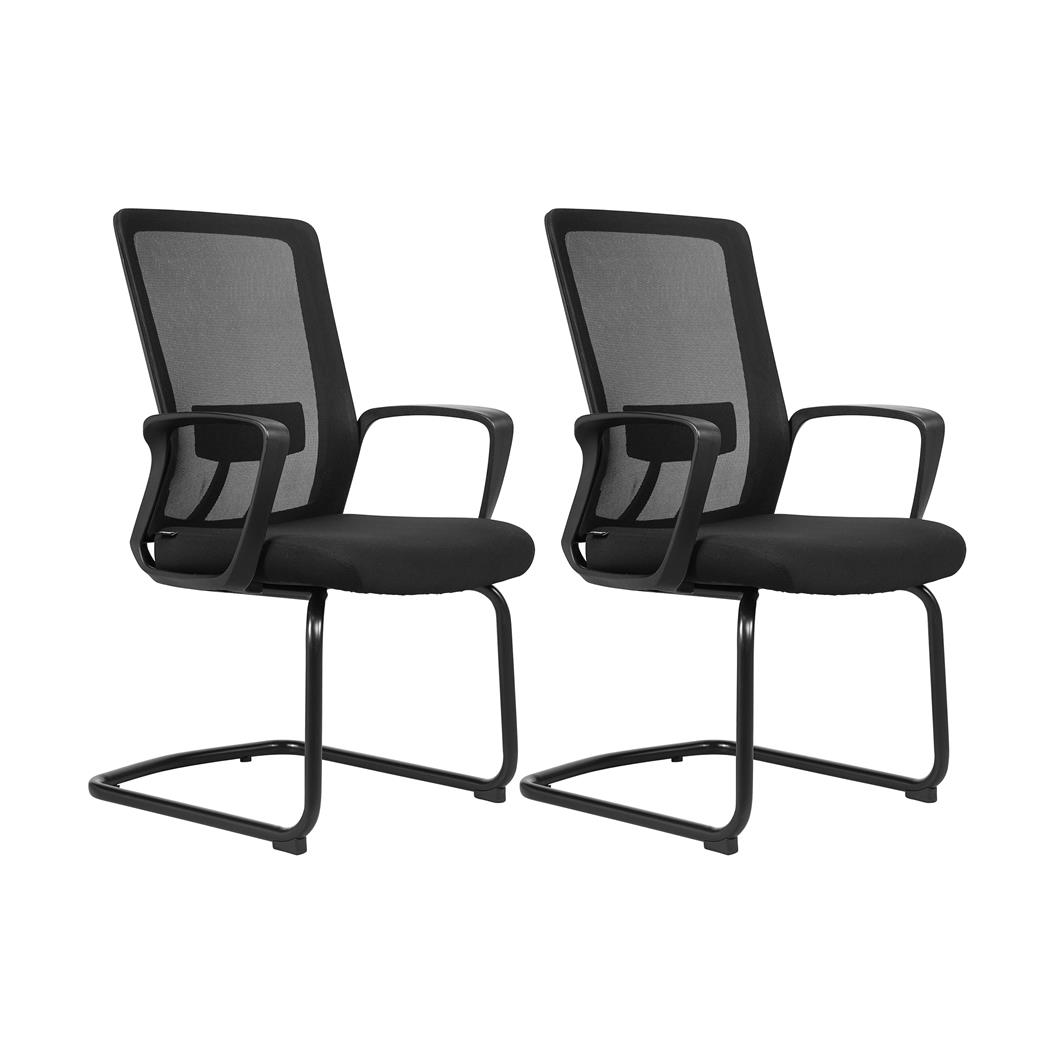 Lote de 2 Sillas Confidente ERGOCITY V, Soporte Lumbar, Base Metálica Negra, En Negro