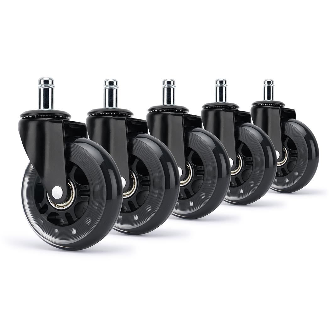 Lote de 5 Ruedas para Sillas de Oficina H1, 11x50 mm, Transparentes y Negras