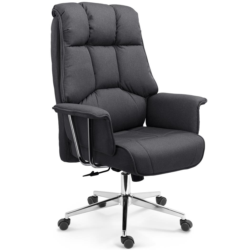 Sillón de Oficina PRESIDENT, Máximo Confort, Doble Acolchado, Muy Elegante, Tela Gris Oscuro