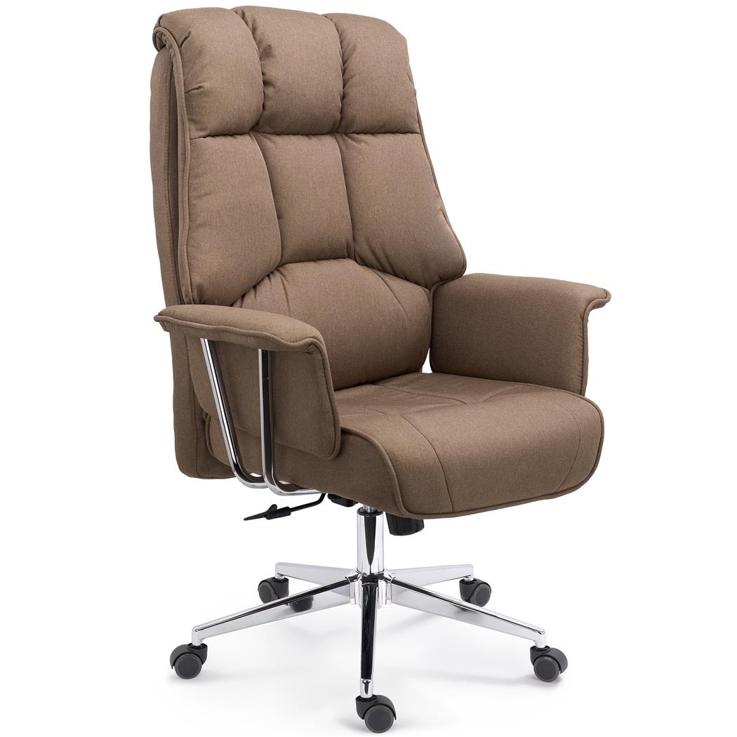 Sillón de Oficina PRESIDENT, Máximo Confort, Doble Acolchado, Muy Elegante, Tela Marrón