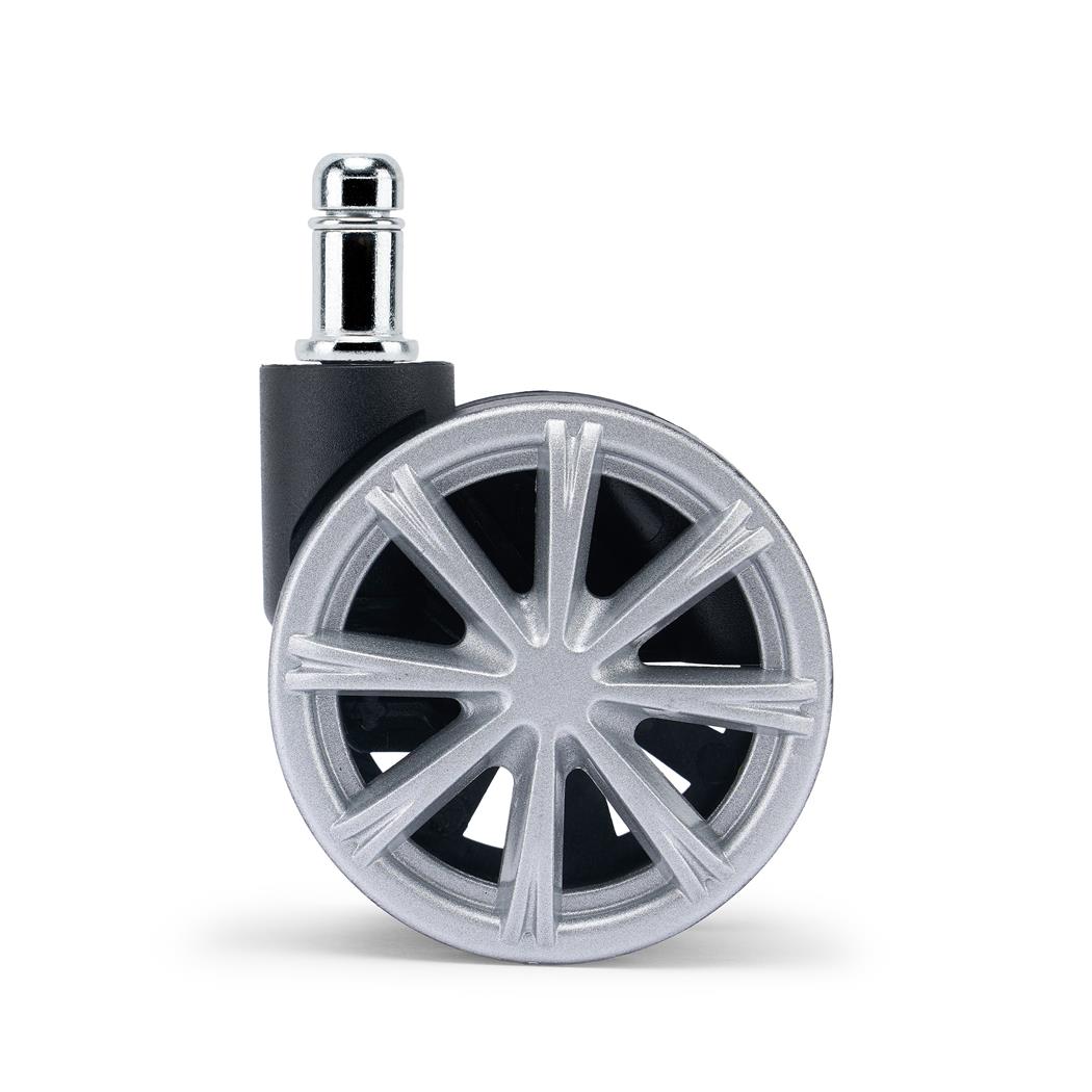5x Ruedas para Silla de Oficina H4, 11x50 mm, Diseño Deportivo, Color Negro y Gris