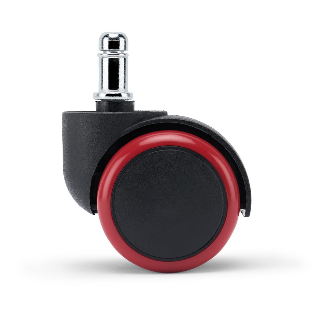 5x Ruedas para Silla de Oficina H5, 11 x 50 mm, Recubrimiento goma, Color Negro y Rojo
