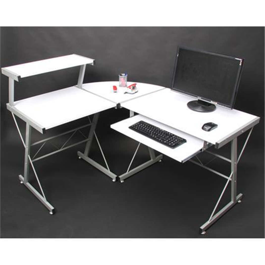 Mesa de Ordenador en madera y aluminio EASY LINE, Color Blanco 140x115x72cm