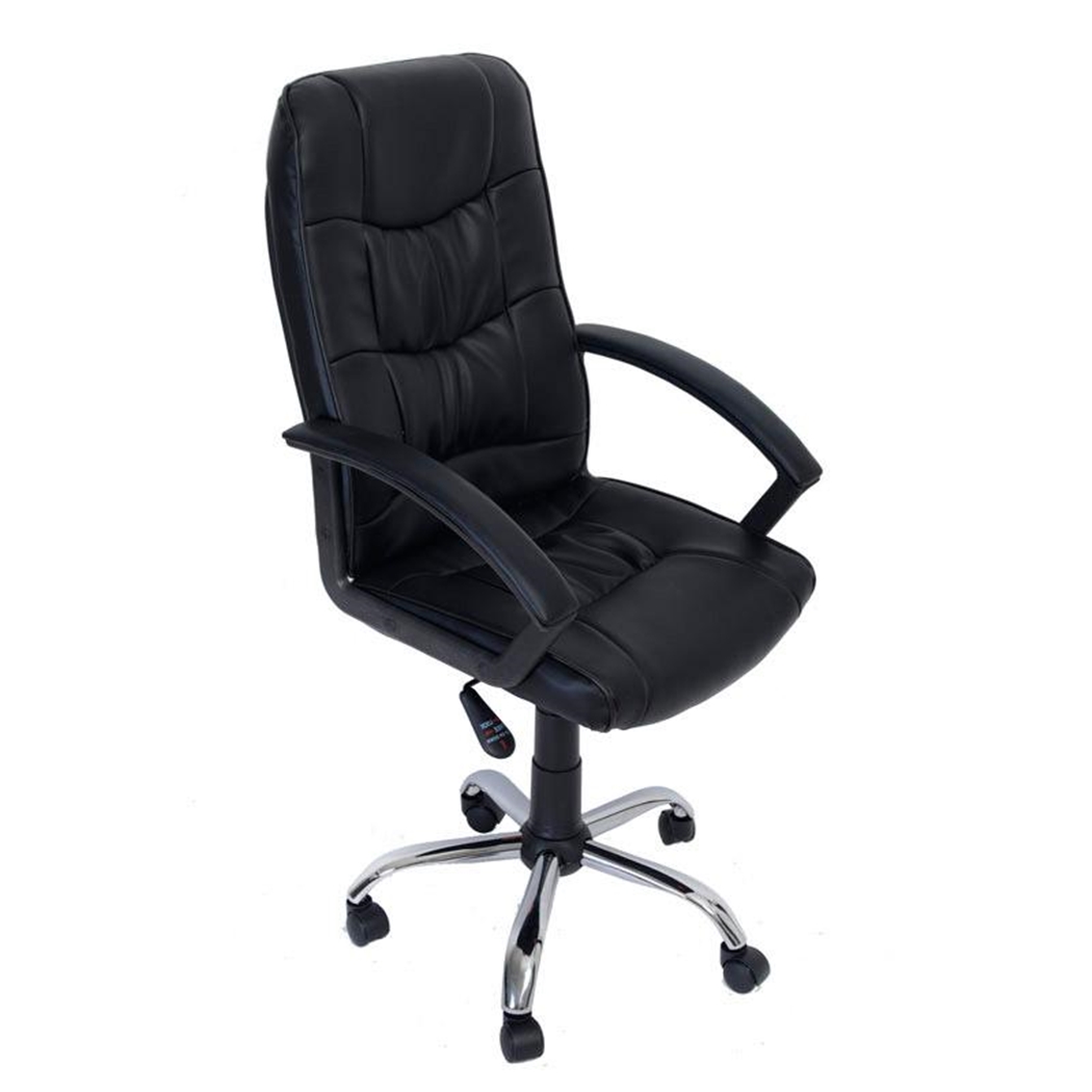 Sillon de Oficina ISORA, Gran acolchado, base metálica, en piel color negro