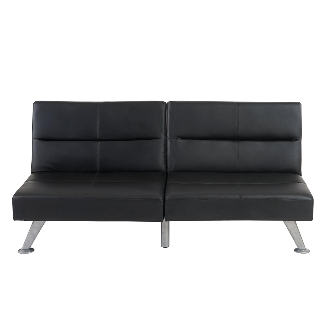 Sofá Plegable 3 Plazas ROMEO, Muy Versátil y Cómodo, En Piel Real, Color Negro