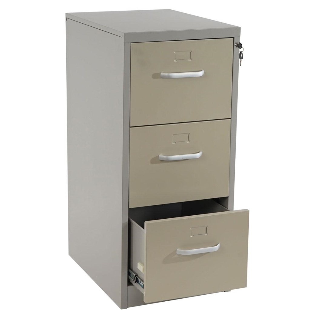 Archivador EDWIN 3 CAJONES (Asas), 103x46x62cm, Muy robusto, en Metal, Color Beige