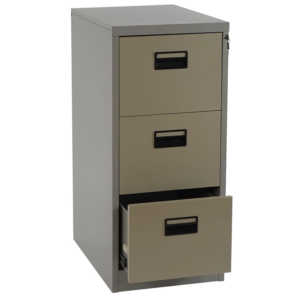 Archivador EDWIN 3 CAJONES, 103x46x62cm, Muy robusto, en Metal, Color Beige