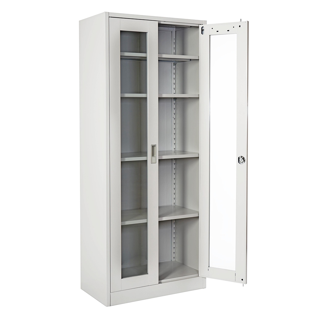 Armario Archivador HALVAR 2 PUERTAS (Gran Cristal), 170x70x39cm, en Acero, Color Gris Claro