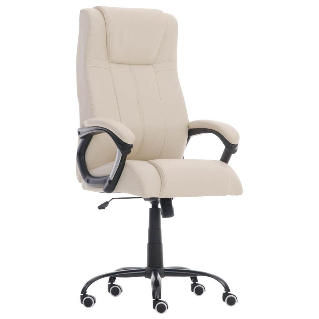 Sillón de oficina CONDOR, excelente acolchado, muy robusta, en piel color crema