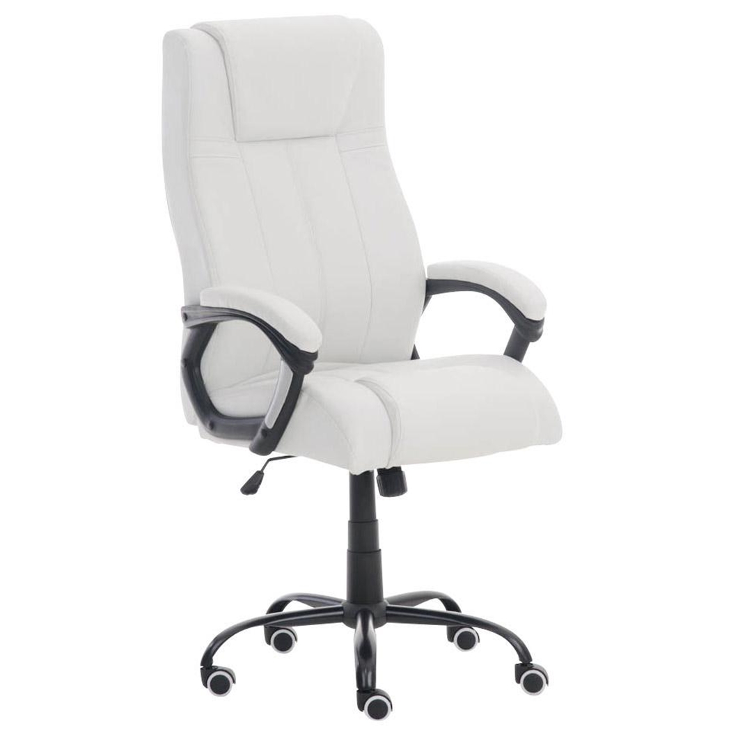 Sillón de oficina CONDOR, excelente acolchado, muy robusta, en piel color Blanco