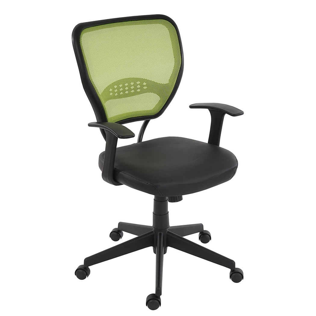 Silla de Oficina TENOYA BASE (Reposabrazos), Asiento Acolchado, Respaldo en malla, Color Verde