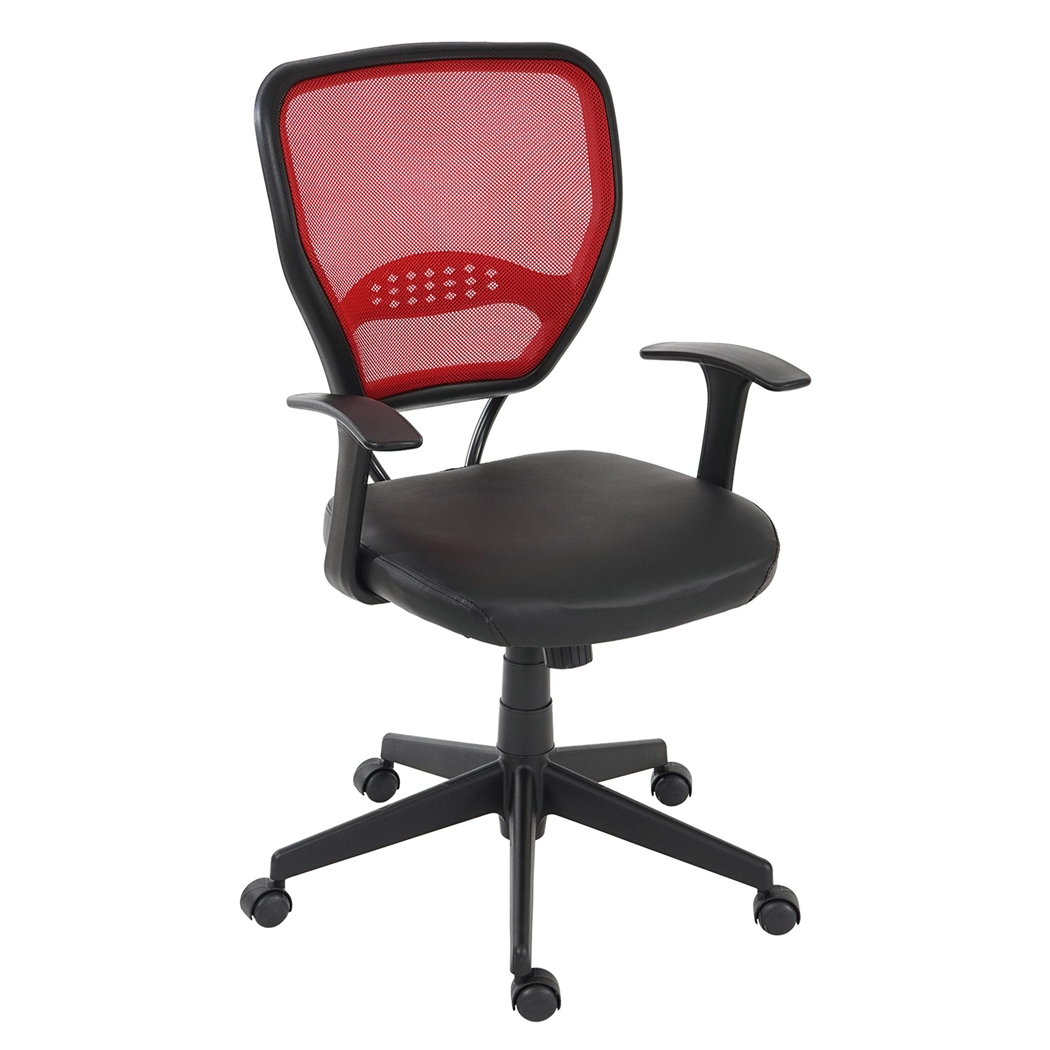 Silla de Oficina XXL (hasta 150kg) TENOYA BASE con Reposabrazos, Respaldo en malla, Colo Rojo