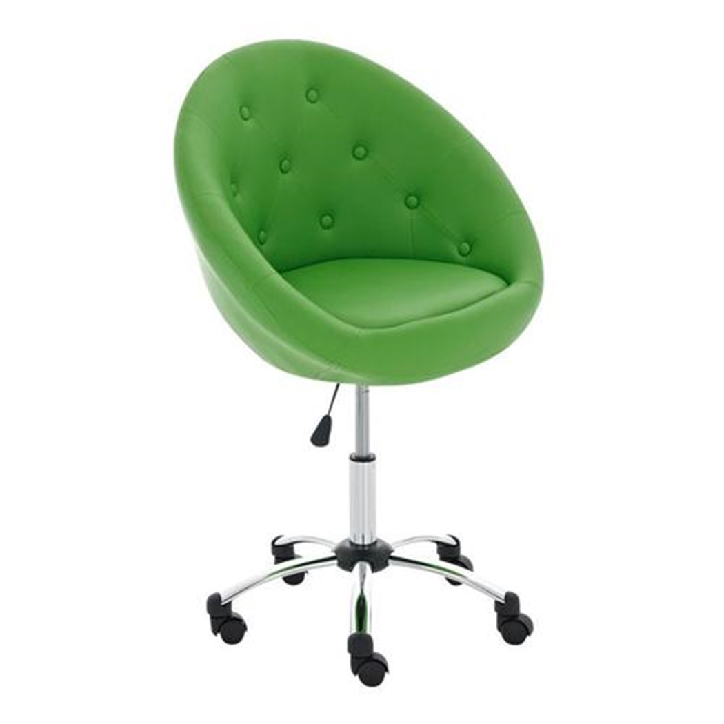 Silla de Diseño VIENA, Gran acolchado, estructura metálica, en piel color verde