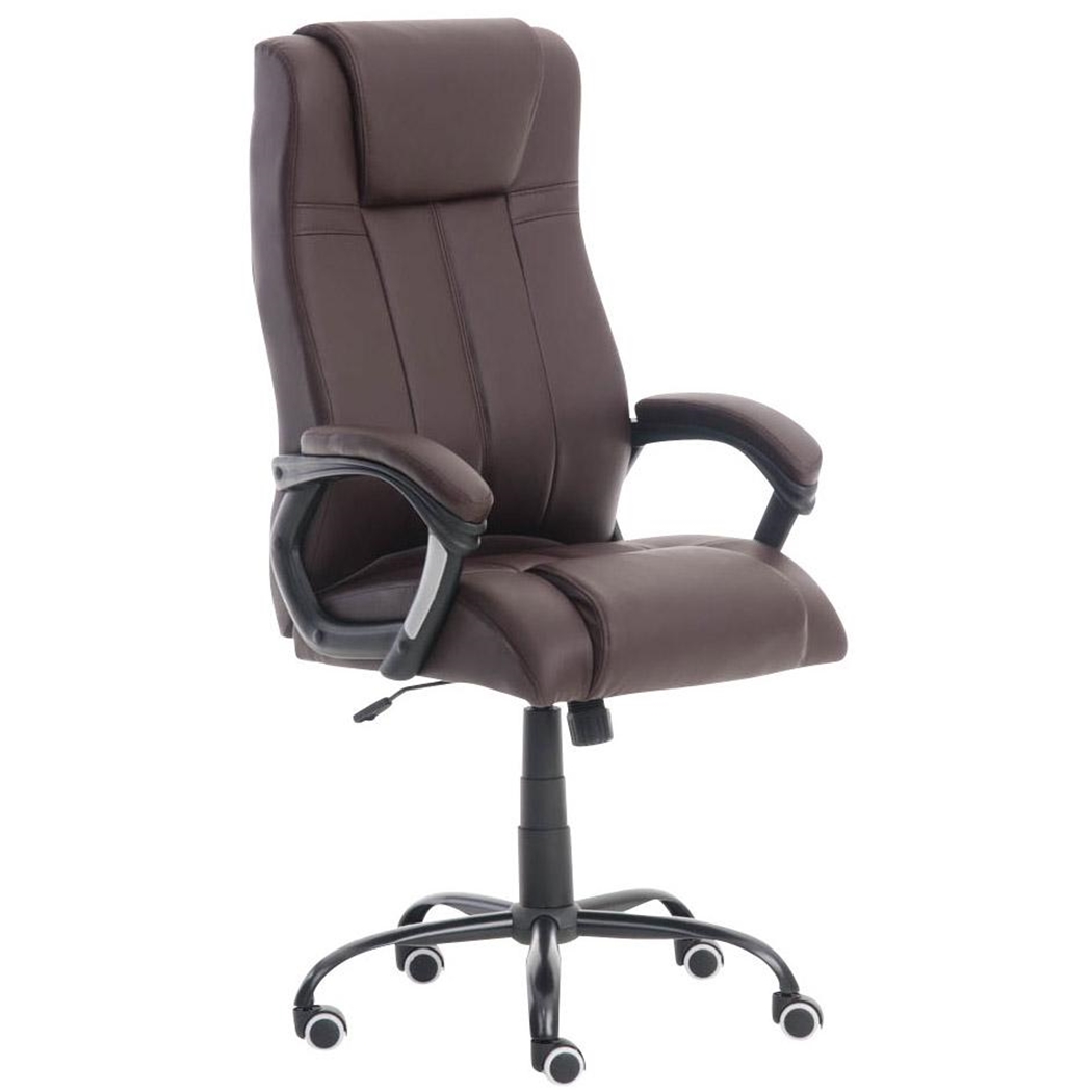 DEMO# Sillón de oficina CONDOR, excelente acolchado, muy robusta, en piel color marrón