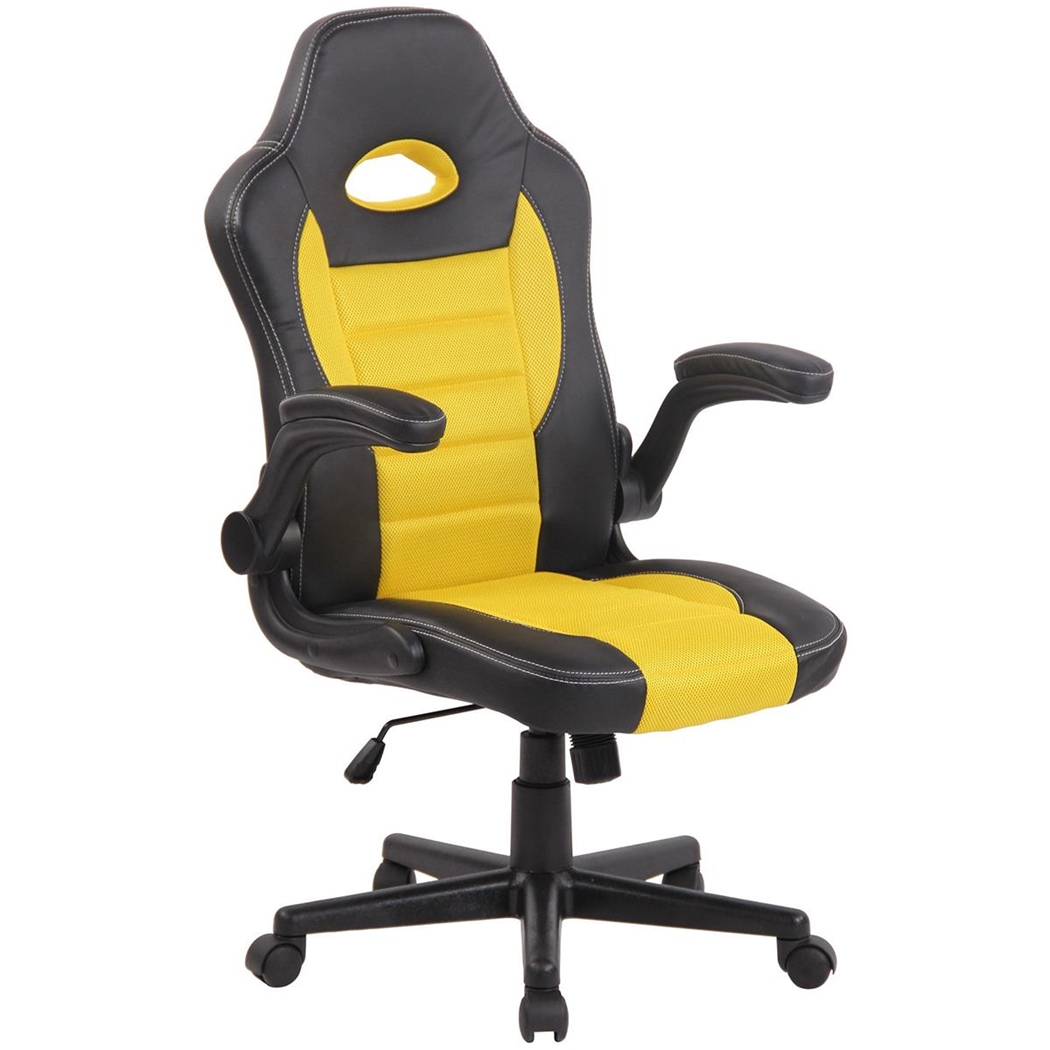 Silla de Ordenador Gaming LOTUS, reposabrazos abatibles, en piel y malla transpirable color amarillo