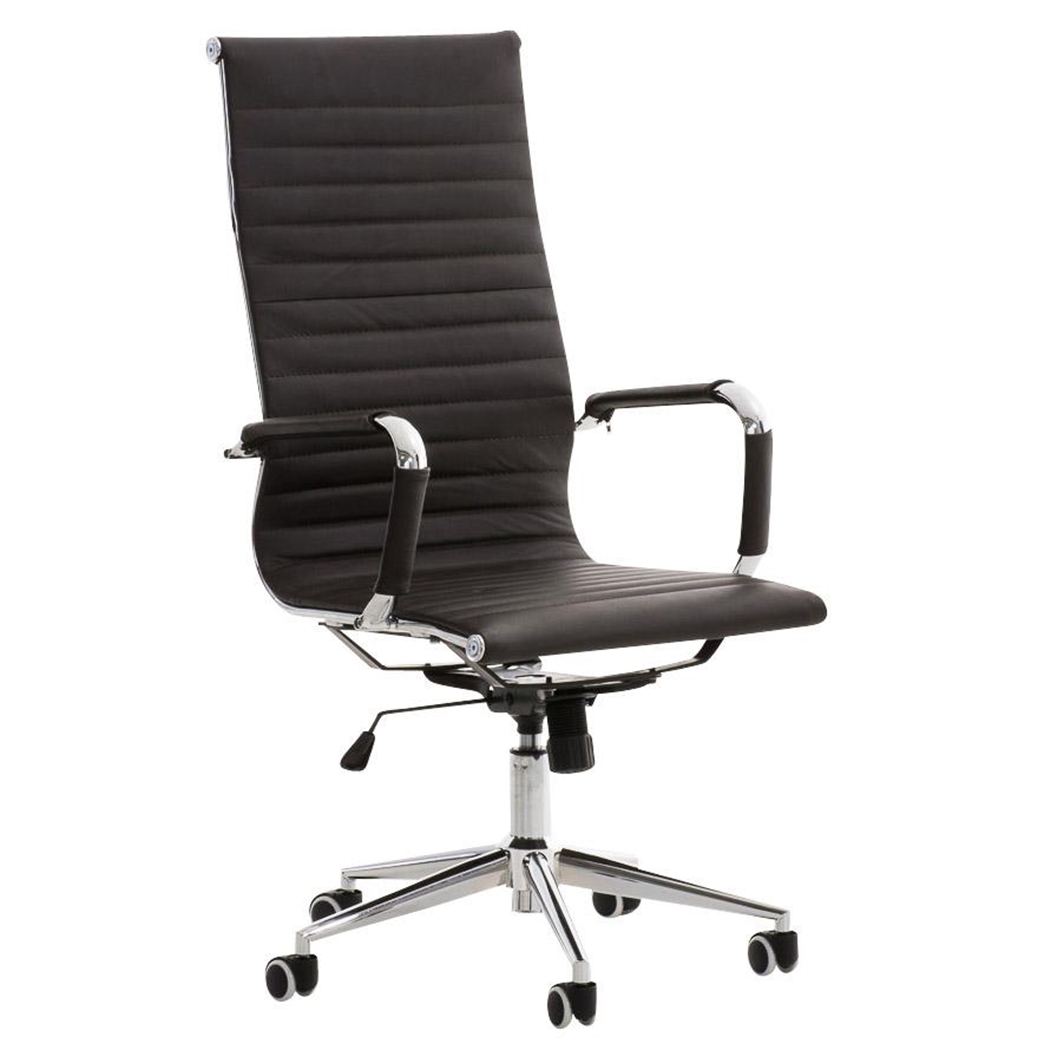 Silla de Oficina ROMA, exclusivo diseño, estructura metálica, tapizada en piel color Marrón
