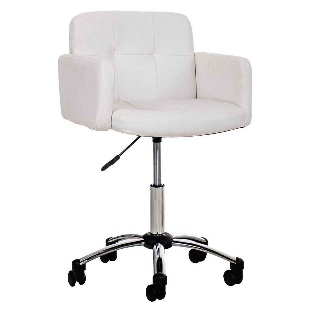 Silla de Diseño PRAGA, gran acolchado, ajustable en altura, tapizada en piel color Blanco