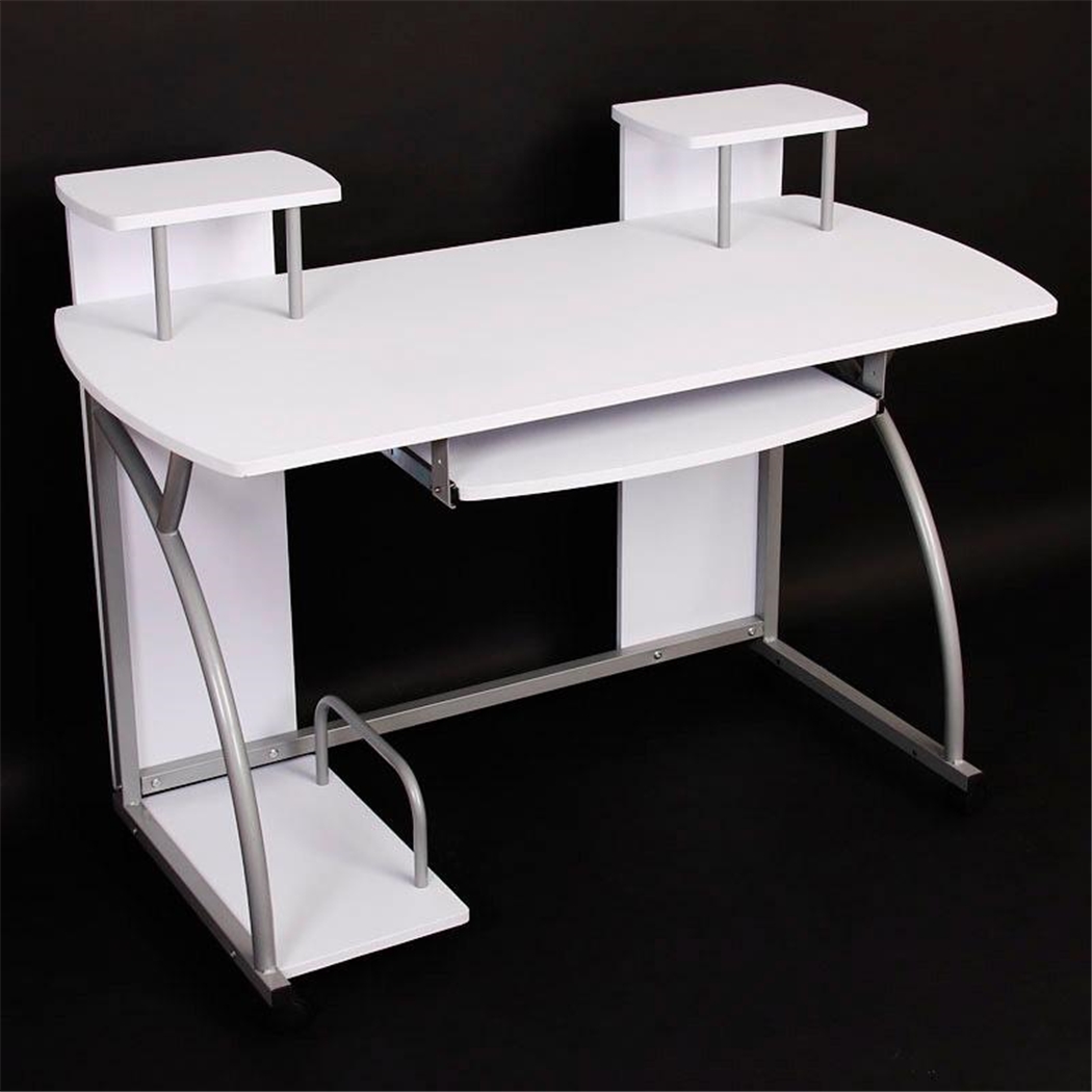 DEMO# Mesa de Ordenador OHIO PRO, con bandeja para teclado, dimensiones 115x55cm, en Blanco