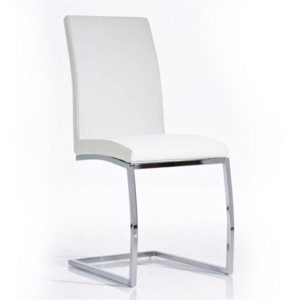 Silla de Confidente JACA, en metal cromado, diseño ergonómico, en Piel color Blanco