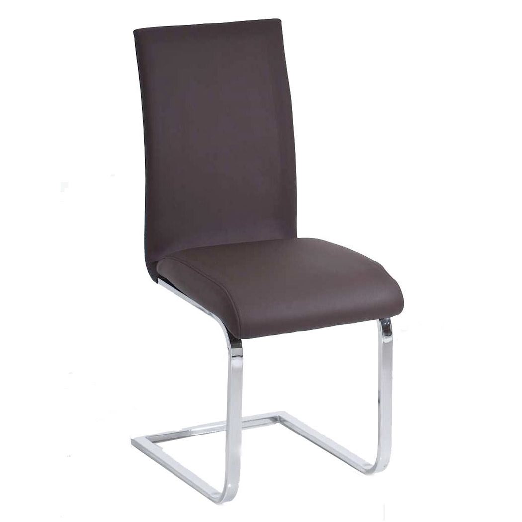 Silla de Confidente CINCA, diseño ergonómico, estructura metálica, tapizada en Piel color Marrón