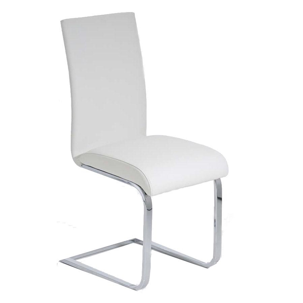 Silla de Confidente CINCA, diseño ergonómico, estructura metálica, tapizada en Piel color Blanco