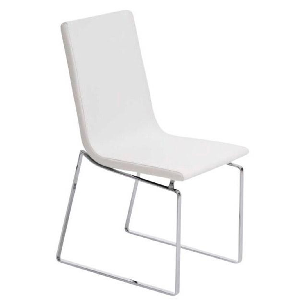 Silla de Confidente VILLANOVA, diseño único, estructura metálica y tapizado en Piel color Blanco