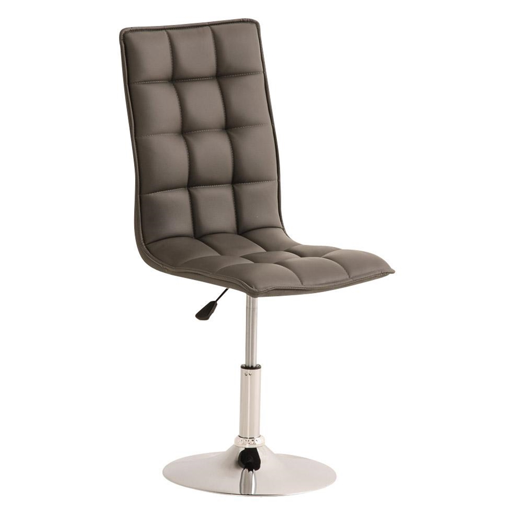 Silla de Confidente BULGARI, ajustable en altura, base fija en metal, tapizada en Piel color Gris