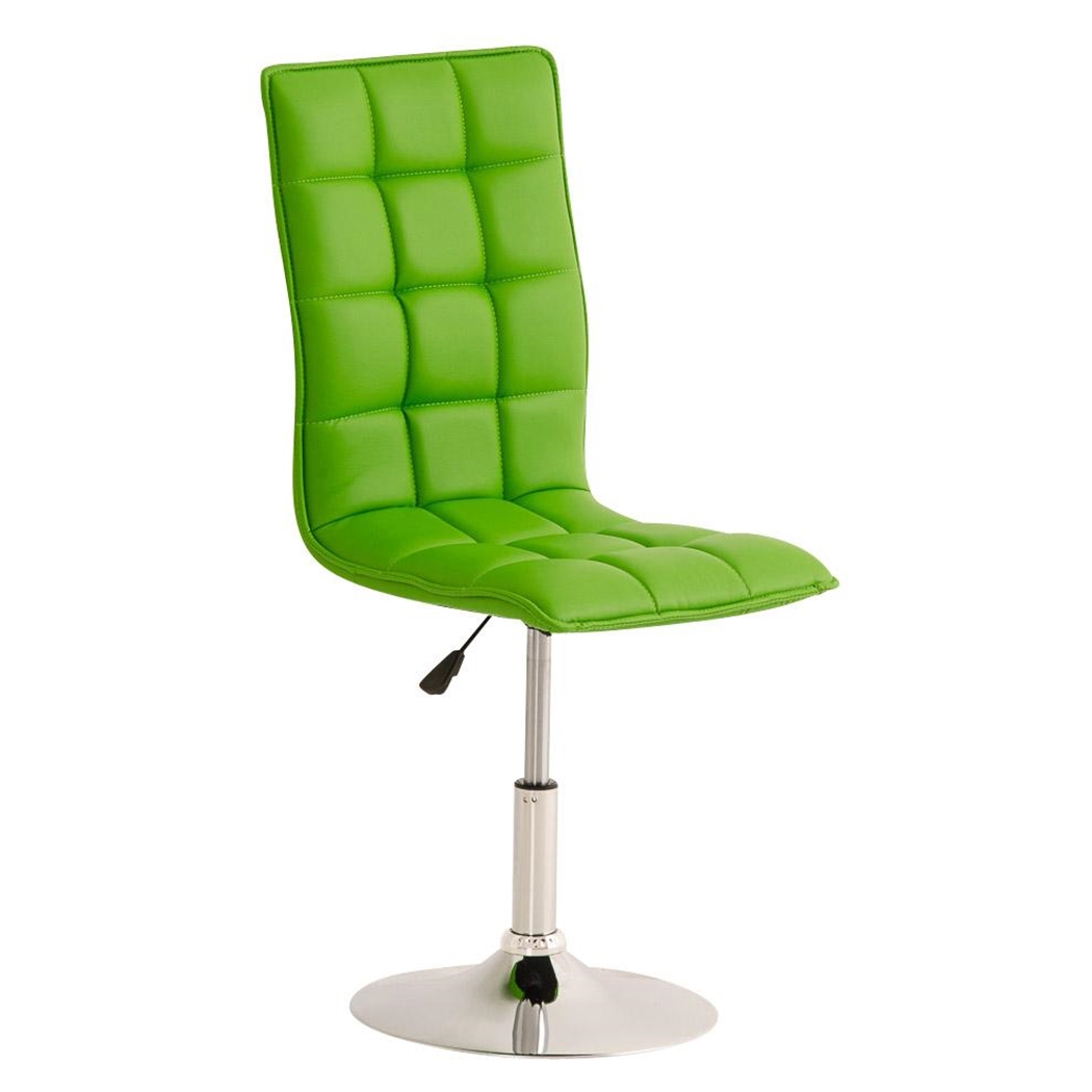 Silla de Confidente BULGARI, ajustable en altura, base fija en metal, tapizada en Piel color Verde