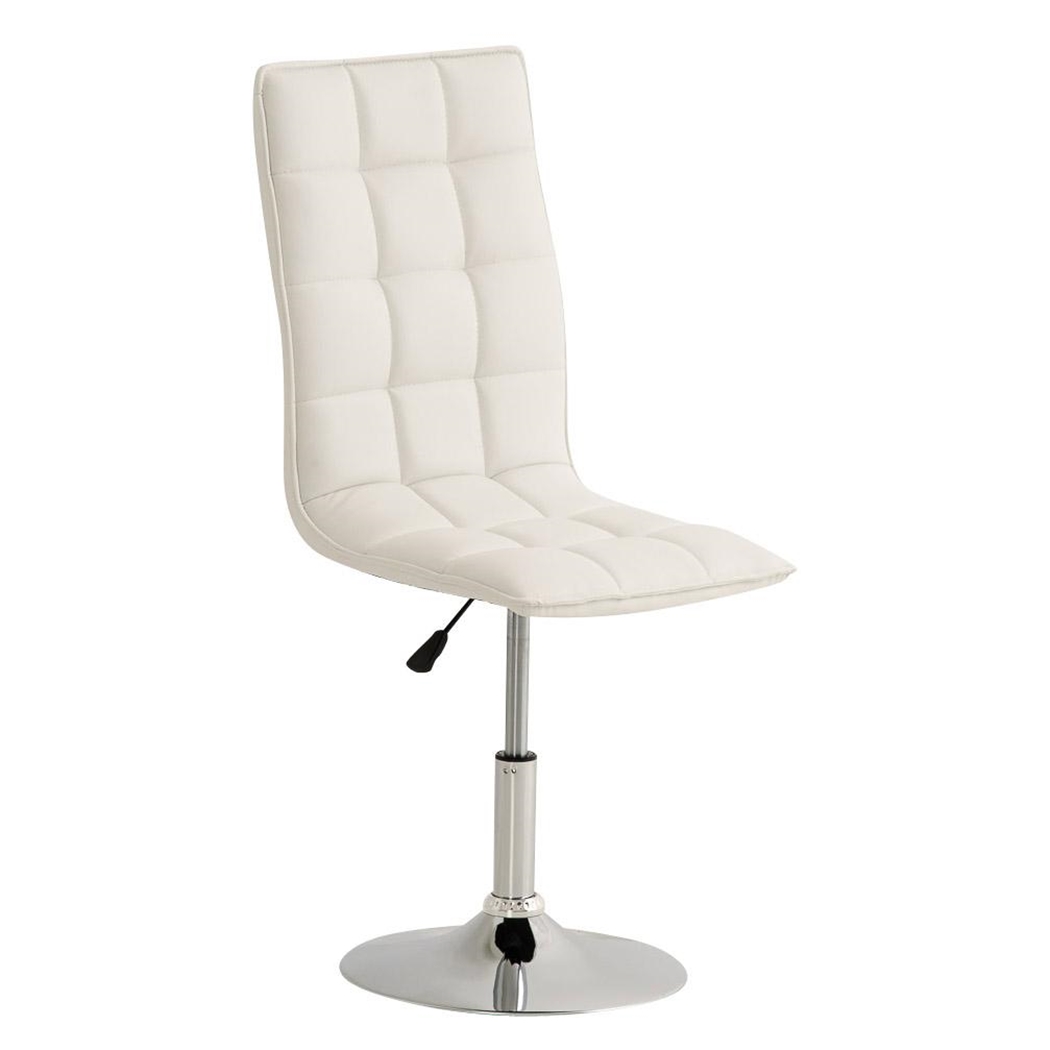 Silla de Confidente BULGARI, ajustable en altura, base fija en metal, tapizada en Piel color Blanco