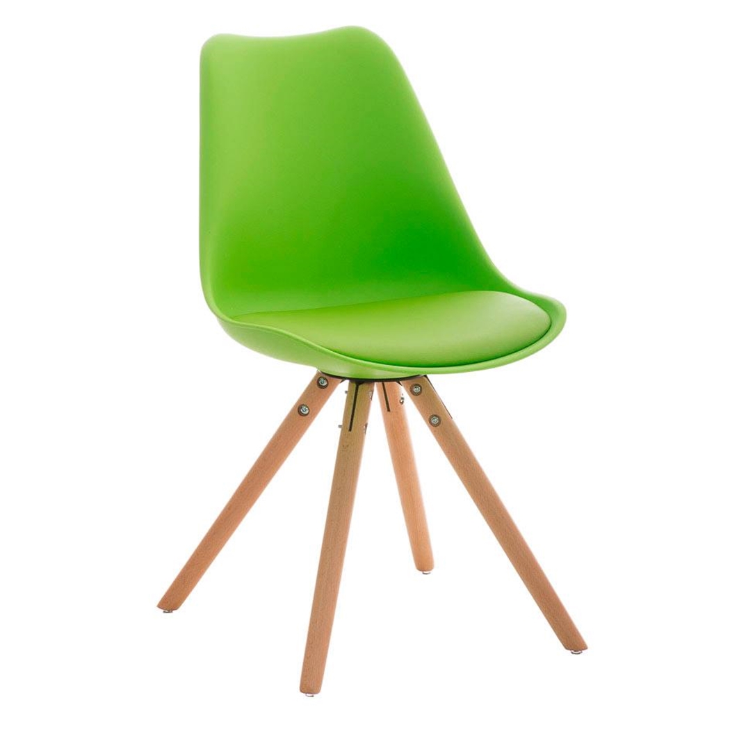 Silla de Diseño / Confidente ALMA muy exclusiva, estructura en madera natural y piel verde