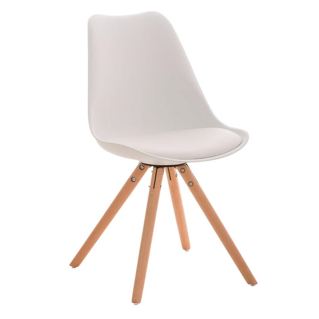 Silla de Diseño / Confidente ALMA muy exclusiva, estructura en madera natural y piel blanco