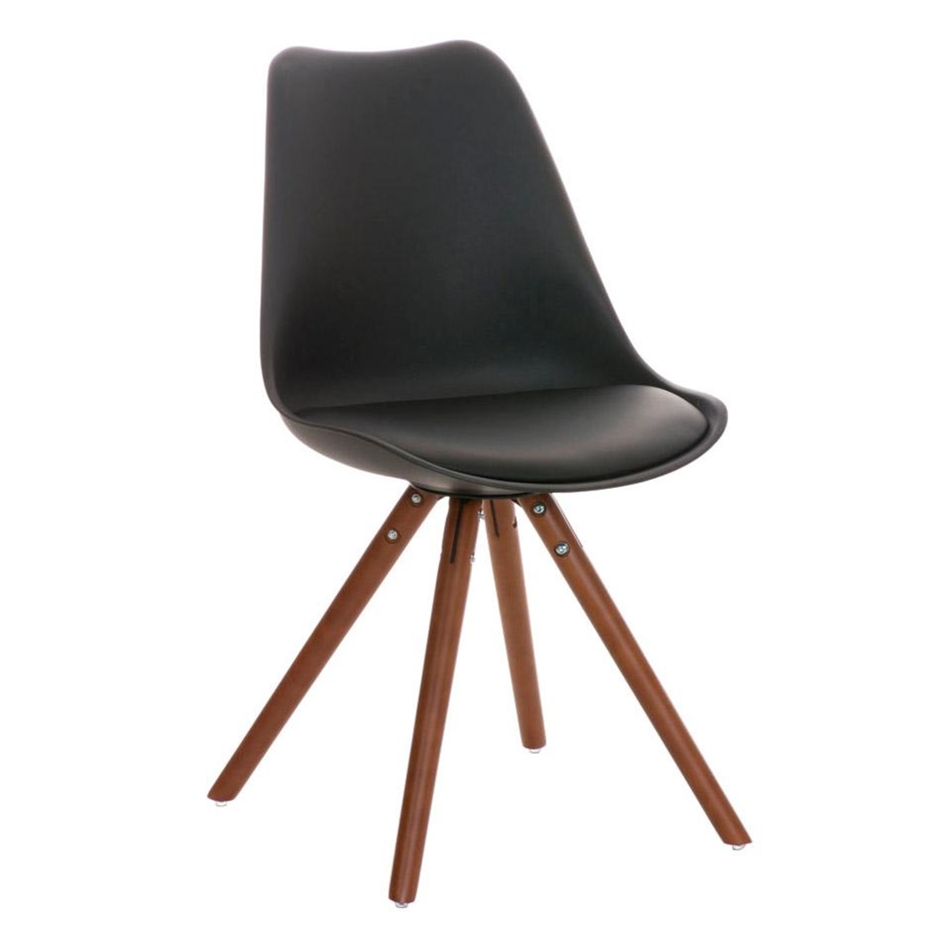 Silla de Diseño / Confidente ALMA nogal, muy exclusiva, estructura en madera nogal y piel negro