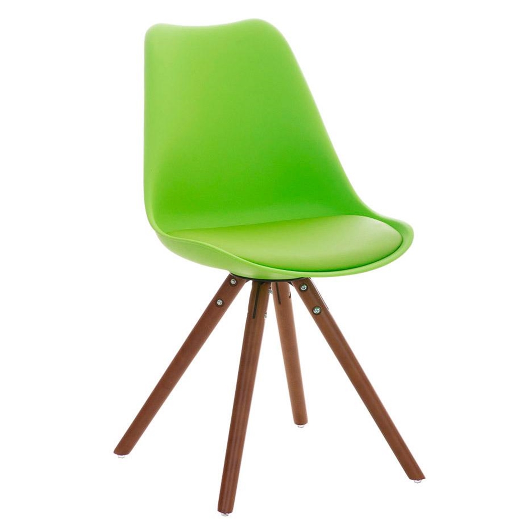 Silla de Diseño / Confidente ALMA nogal, muy exclusiva, estructura en madera nogal y piel verde
