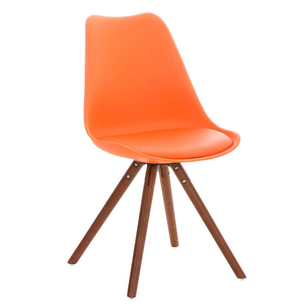 Silla de Diseño / Confidente ALMA nogal, muy exclusiva, estructura en madera nogal y piel naranja