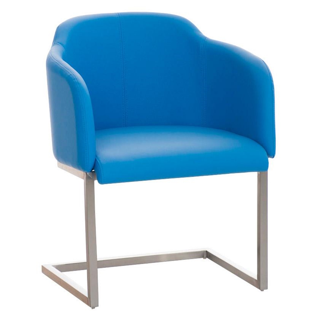 Sillón de Diseño TOKIO Piel, Estrucutura en Acero, cómodo asiento acolchado en Piel Azul