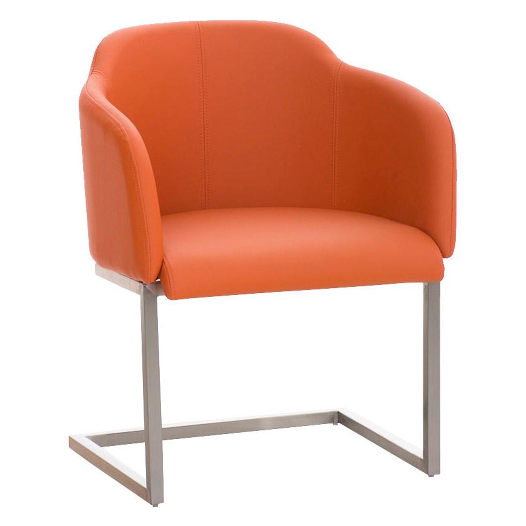 Sillón de Diseño TOKIO Piel, Estrucutura en Acero, cómodo asiento acolchado en Piel Naranja