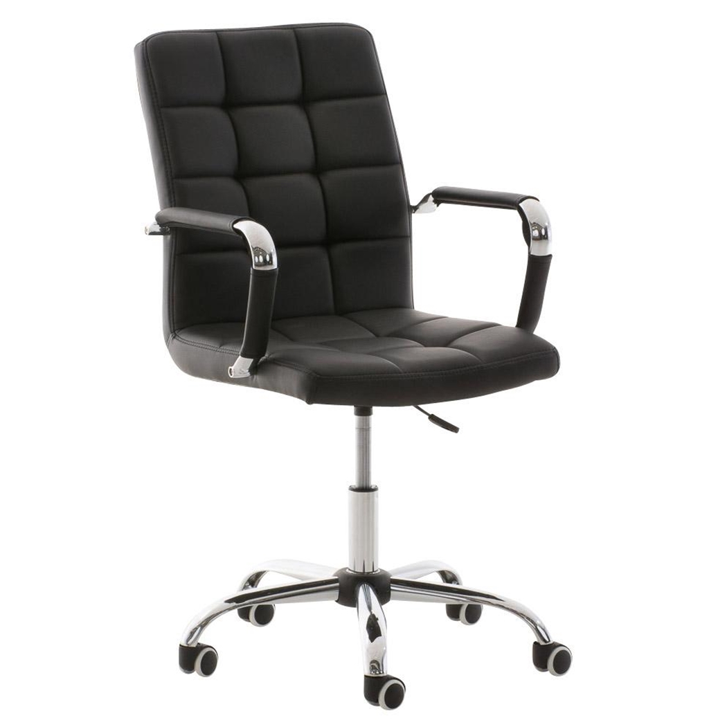 DEMO# Sillón de oficina BRISTOL, estructura y reposabrazos metálicos, tapizada piel color Negro