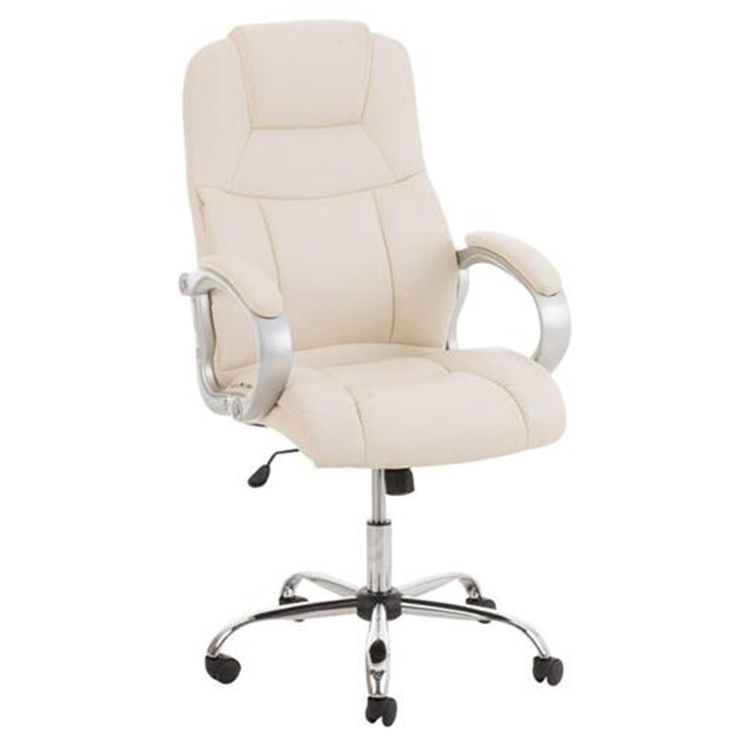 DEMO# Sillón de oficina BOSTON, Gran acolchado, muy resistente hasta 150kg!!, Estructura en Acero, en crema