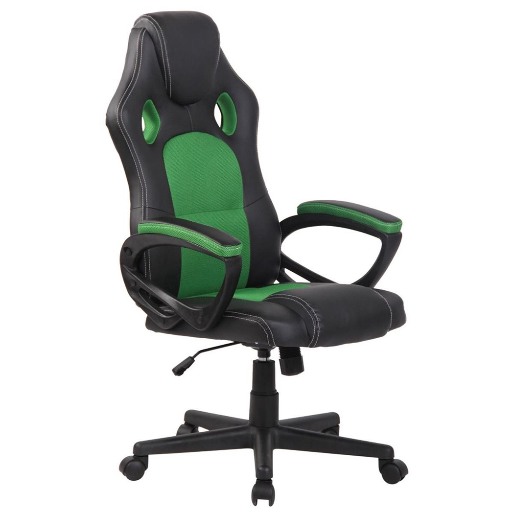 Silla Gaming MONTMELO, Espectacular Diseño Deportivo, En Piel y Tela, Color Negro y Verde